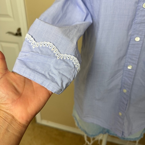 J Crew Perfect Shirt with eyelet Trim Size 8 - Picture 6 of 11